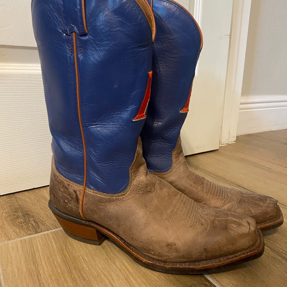 Nocona Blue and Brown Western Boots with Florida Gator Detail - Picture 2 of 4